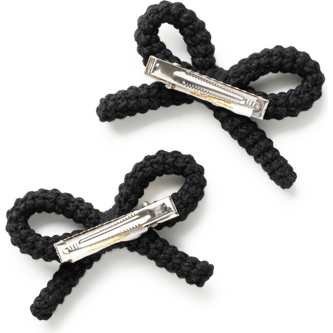 Juliana Textured Knit Double Clip, Black