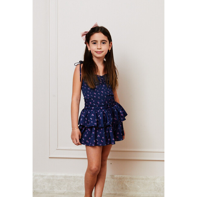 Willow Satin Navy Rose Skort