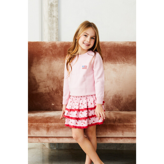 Tiegen American Flag Pink Sweater