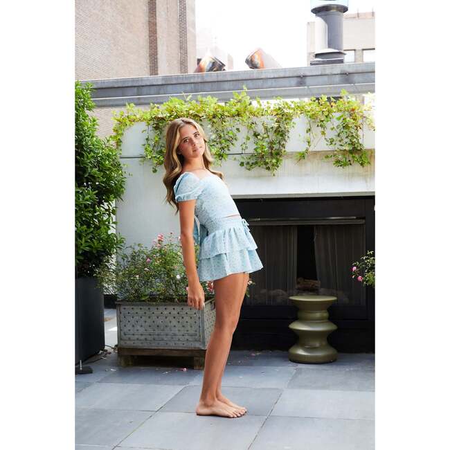 Willow Mint Rose Ruffle Skort Satin