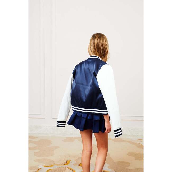 Valley Satin Varsity Jacket Navy & White - Jackets - 3