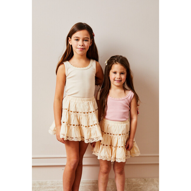 Stella Champagne Lace Trim Ribbed Tank