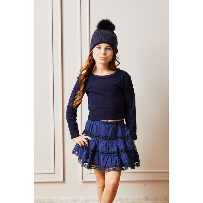 Sofia Navy Heart Bow Lace Mini