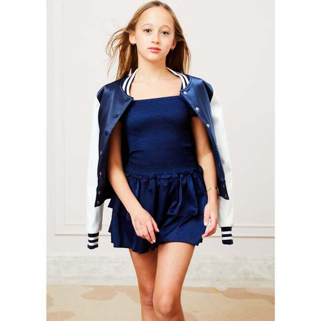 Valley Satin Varsity Jacket Navy & White - Jackets - 7