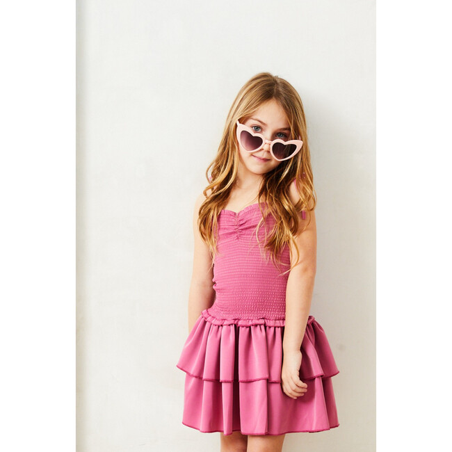 Lola Rose Satin Smocked Ruffle Dress