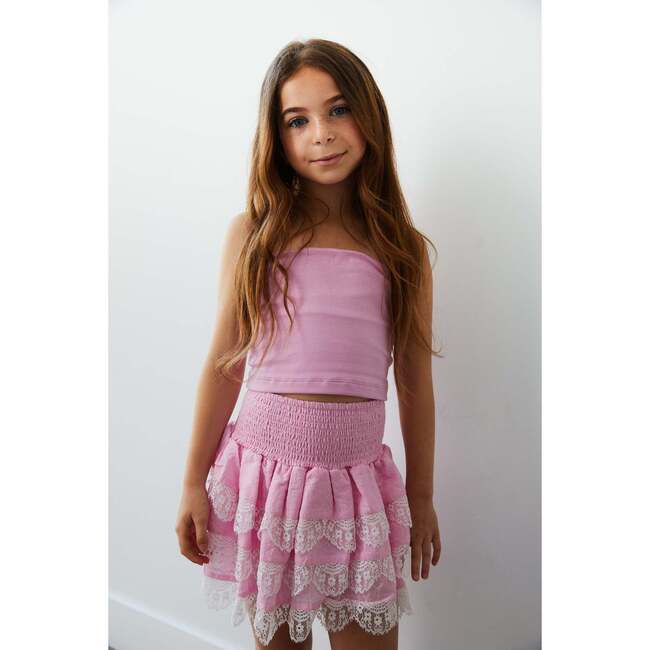 Gemma Pink Heart Smocked Ruffle Mini Skirt