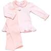 Spotted Puppy Pima Tunic Set, Lt Pink Mini Stripe/Lt Pink - Mixed Apparel Set - 1 - thumbnail