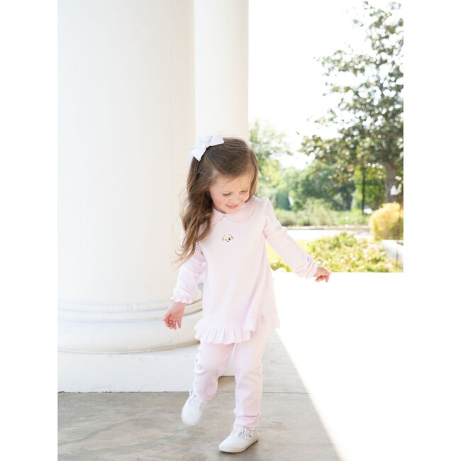 Spotted Puppy Pima Tunic Set, Lt Pink Mini Stripe/Lt Pink