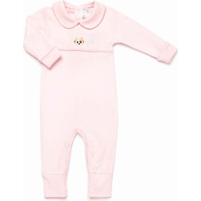 Spotted Girl Puppy Pima Playsuit, Lt Pink Mini Stripe