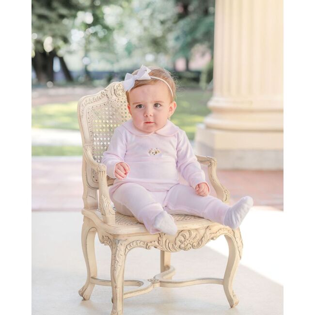 Spotted Girl Puppy Pima Playsuit, Lt Pink Mini Stripe