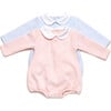 Diamond Quilt Long Sleeve Pima Bubble, Lt Pink - Rompers - 4 - thumbnail