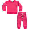 Crewneck Terry Jogger Pant Sweatsuit Set, Candy Pink - Mixed Apparel Set - 1 - thumbnail