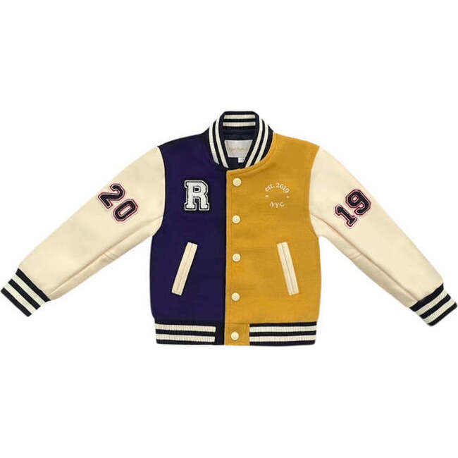 Signature Varsity Letterman Jacket, Navy Mustard