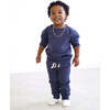 Crewneck Terry Jogger Pant Sweatsuit Set, Indigo Blue - Mixed Apparel Set - 3 - thumbnail