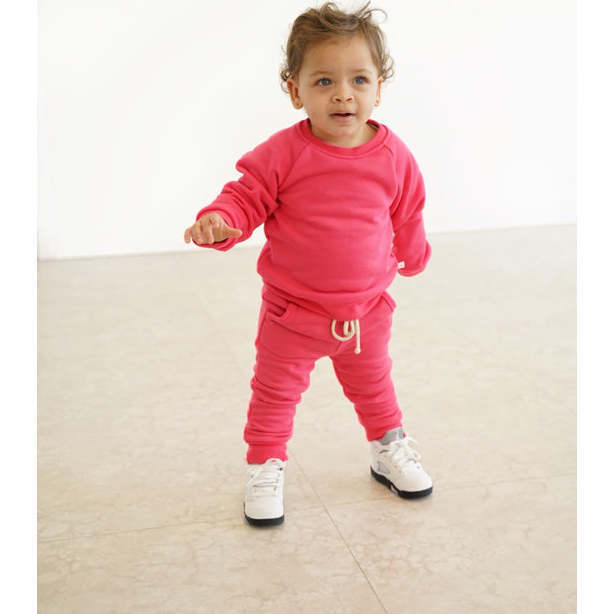 Crewneck Terry Jogger Pant Sweatsuit Set, Candy Pink - Mixed Apparel Set - 3