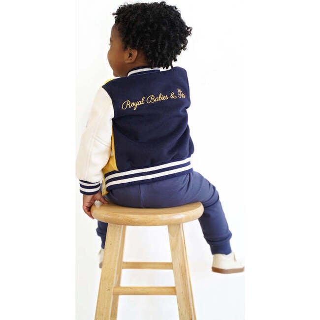 Signature Varsity Letterman Jacket, Navy Mustard - Jackets - 4