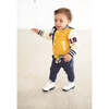 Signature Varsity Letterman Jacket, Navy Mustard - Jackets - 5 - thumbnail