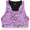 Girls Hi-Shine Sports Bra, Purple Bows - Bras - 1 - thumbnail