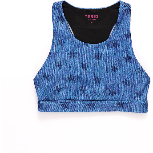 Girls Hi-Shine Sports Bra, Star Denim