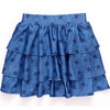 Girls Hi-Shine Tiered Skirt, Star Denim - Skirts - 1 - thumbnail