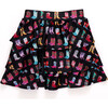 Girls Hi-shine Tiered Skirt, Cowgirl Boots on Black - Skirts - 1 - thumbnail