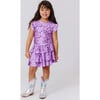Girls Hi-shine Tiered Skirt, Purple Bows - Skirts - 2 - thumbnail