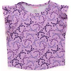 Girls Hi-Shine Ruffle Crop Top, Purple Bows - Tank Tops - 1 - thumbnail