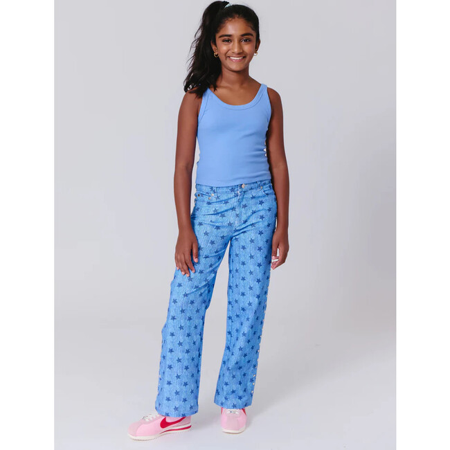 Girls Twill Stud Pant, Star Denim