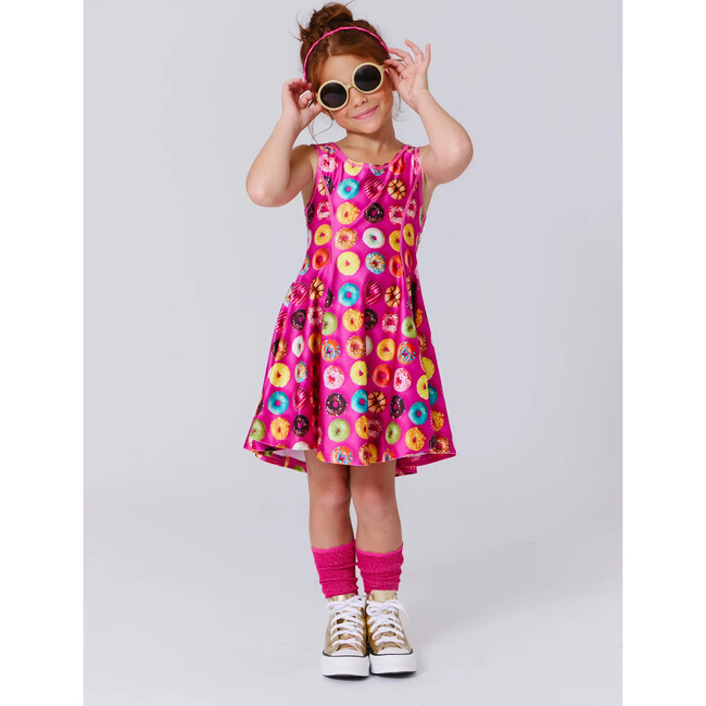 Girls Skater Dress, Donuts on Pink - Dresses - 3