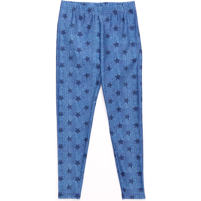Girls Hi-Shine Leggings, Star Denim