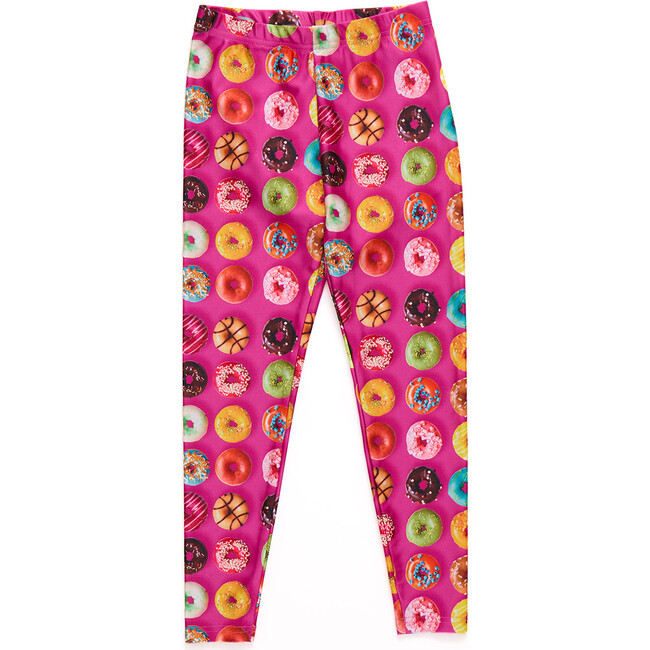 Girls Hi-Shine Leggings, Donuts on Pink