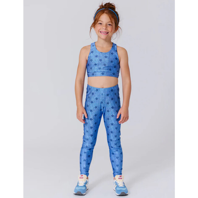 Girls Hi-Shine Leggings, Star Denim