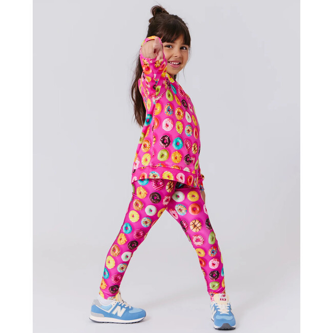 Girls Hi-Shine Leggings, Donuts on Pink