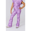 Girls Hi-Shine Flare Legging, Purple Bows - Leggings - 3