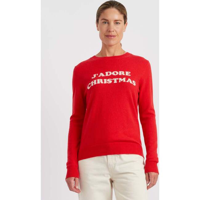 Wool-Cashmere J'adore Christmas Sweater, Red