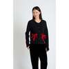 Wool-Cashmere Velvet Bow Cardigan, Black - Sweaters - 1 - thumbnail