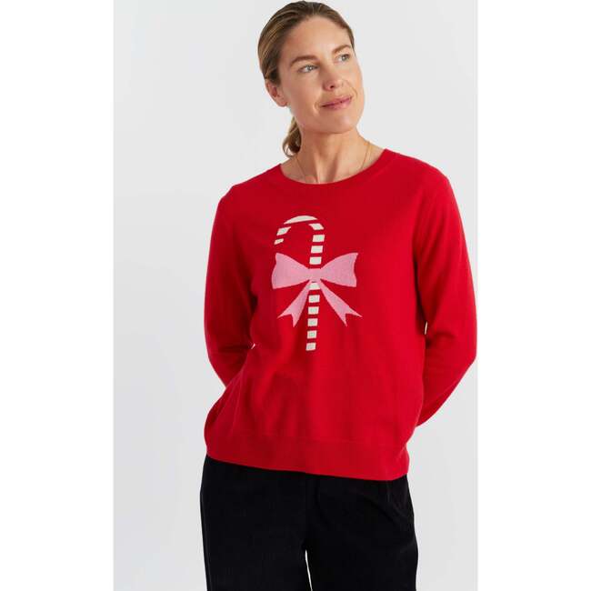 Wool-Cashmere Candy Cane Sweater, Velvet Red