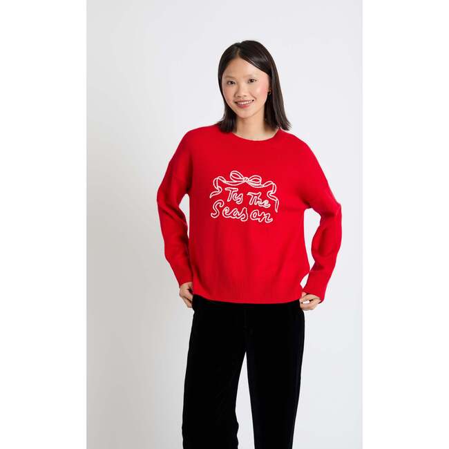 Wool-Cashmere Tis The Season Sweater, Velvet Red
