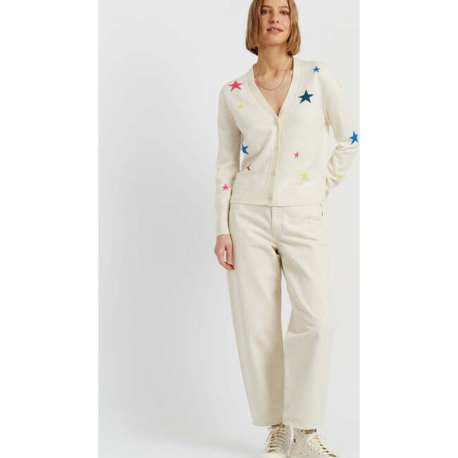 Wool-Cashmere Star Cardigan, Cream