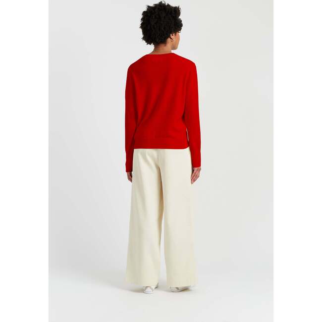 Wool-Cashmere Xmas Tree Sweater, Velvet Red