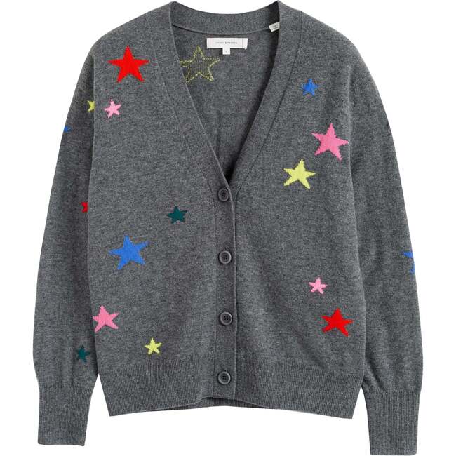Wool-Cashmere Star Cardigan, Grey - Sweaters - 3