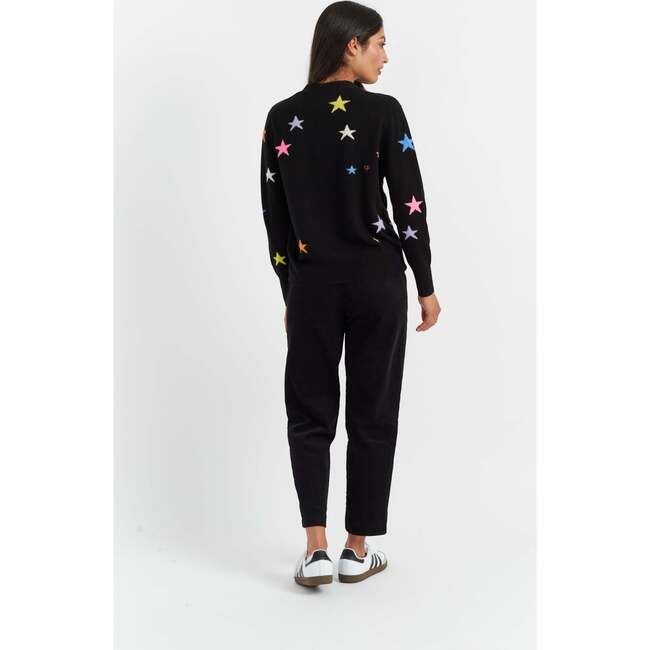 Wool-Cashmere Star Cardigan, Black Multi