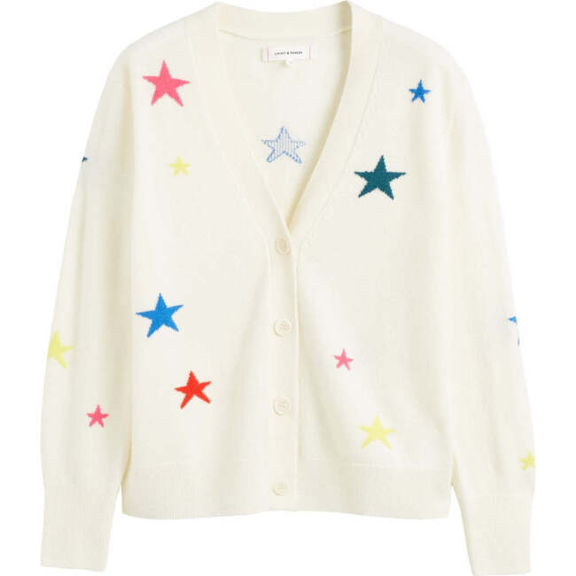 Wool-Cashmere Star Cardigan, Cream - Sweaters - 3