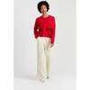 Wool-Cashmere Velvet Bow Cardigan, Velvet Red - Sweaters - 2