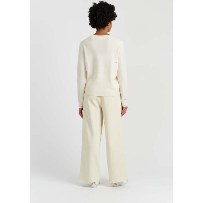 Wool-Cashmere Candy Cane Sweater, Cream