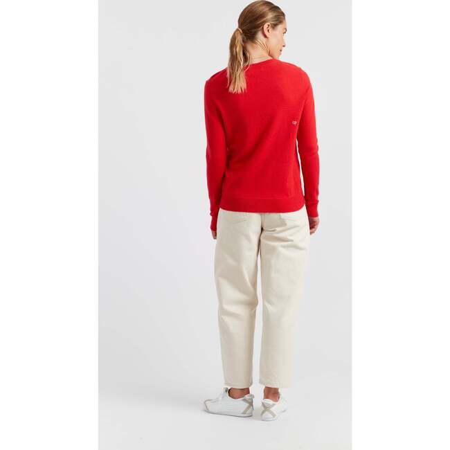 Wool-Cashmere J'adore Christmas Sweater, Red - Sweaters - 3