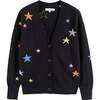 Wool-Cashmere Star Cardigan, Black Multi - Sweaters - 3