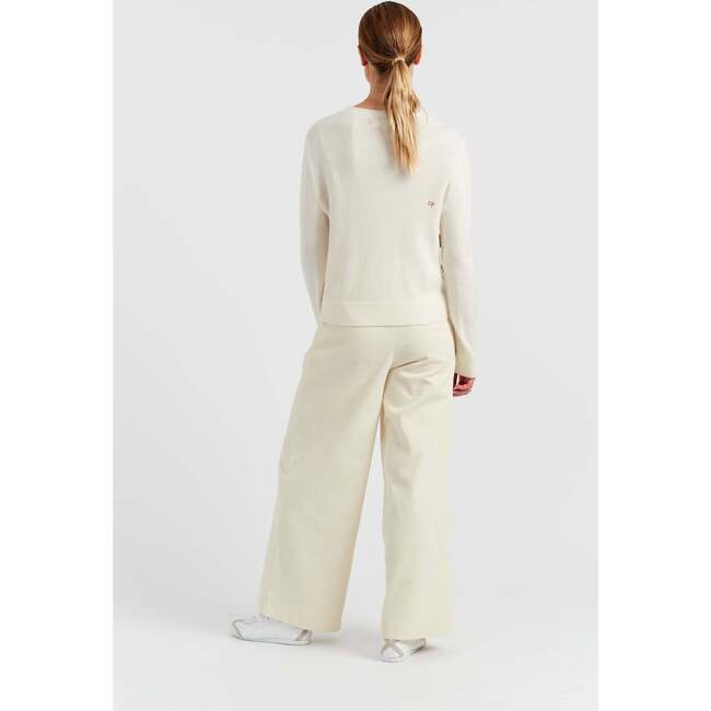 Wool-Cashmere Velvet Bow Sweater, Cream - Sweaters - 3