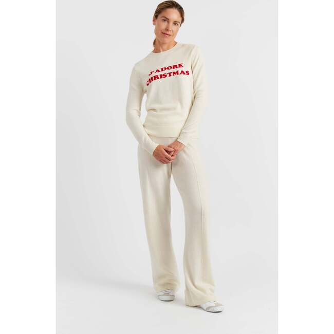 Wool-Cashmere J'adore Christmas Sweater, White - Sweaters - 3
