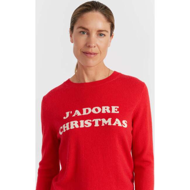 Wool-Cashmere J'adore Christmas Sweater, Red - Sweaters - 4